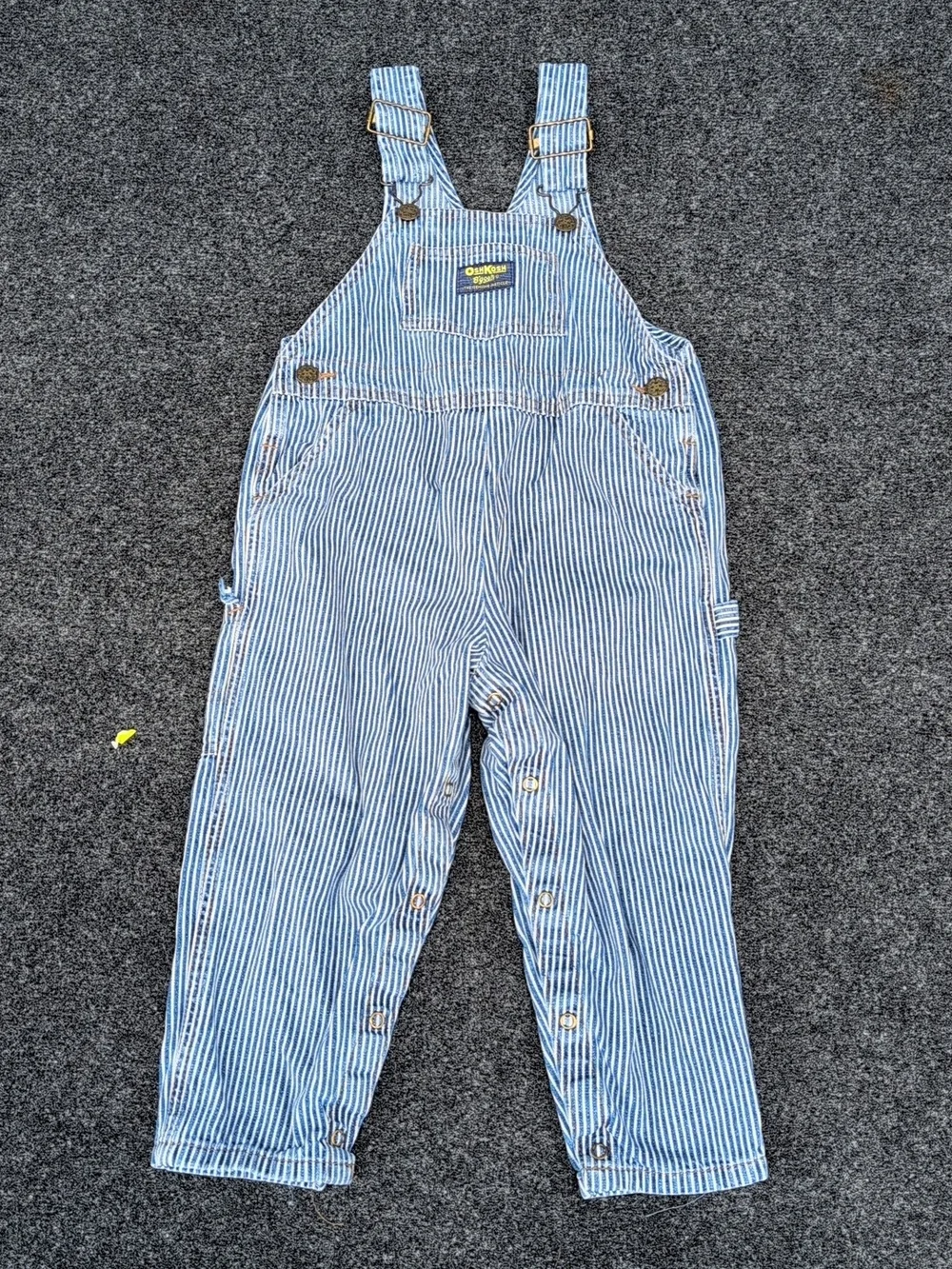 Vtg Osh Kosh BGosh Vestbak Coveralls Toddler Size 4T Blue White Striped Denim 90
